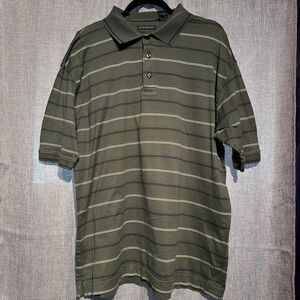 Dockers Golf 100% Cotton Polo Green, white and blue stripe‎ pattern Large